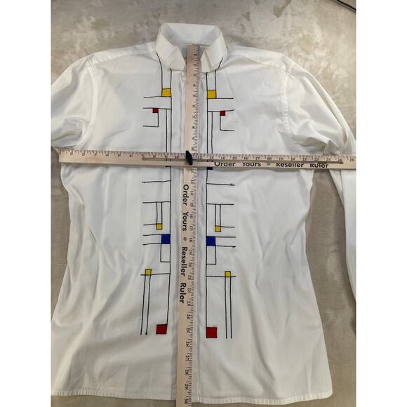 Vintage Van Laack Soire White Long Sleeve Button Up Embroidered Men Shirt 16/41 - Picture 3 of 10